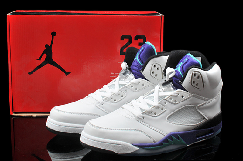Air Jordan 5 Mens Shoes White/Viole Online